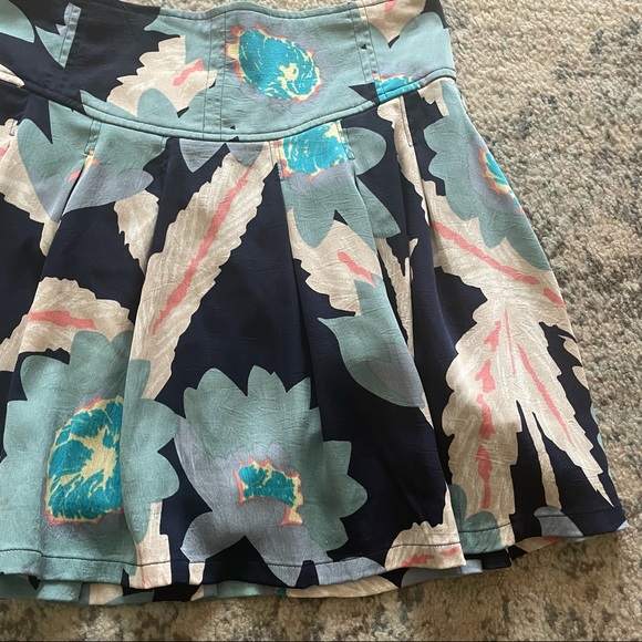 Free People | Floral Mini Skirt Lined Women’s Size Medium M Blue Teal Tropical - Picture 2 of 8